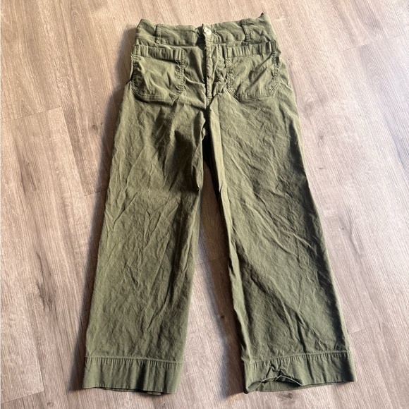 Maeve Pants - Maeve Olive Green Wide-Leg Cotton Pants